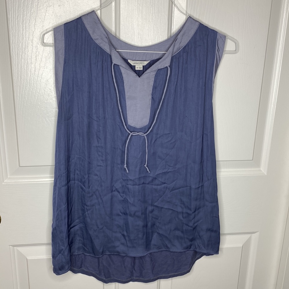 Sweet Grey Color Block Tank Tie Front